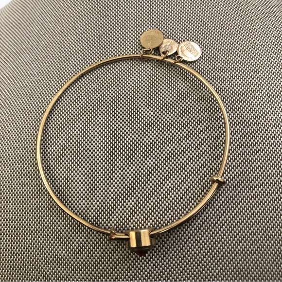 Alex and Ani Light Siam Birthstone Charm Gold Tone Bangle With Swarovski Crystal - Picture 6 of 6
